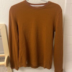 Tracksmith Fells Rust Waffle Knit Long Sleeve Running Top - M